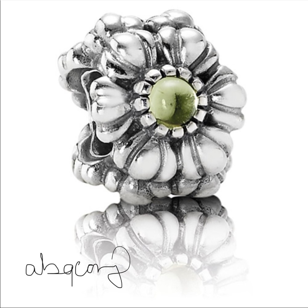 Pandora 790580PE Sterling Silver August Birthday Blooms EUC Charm - RETIRED!